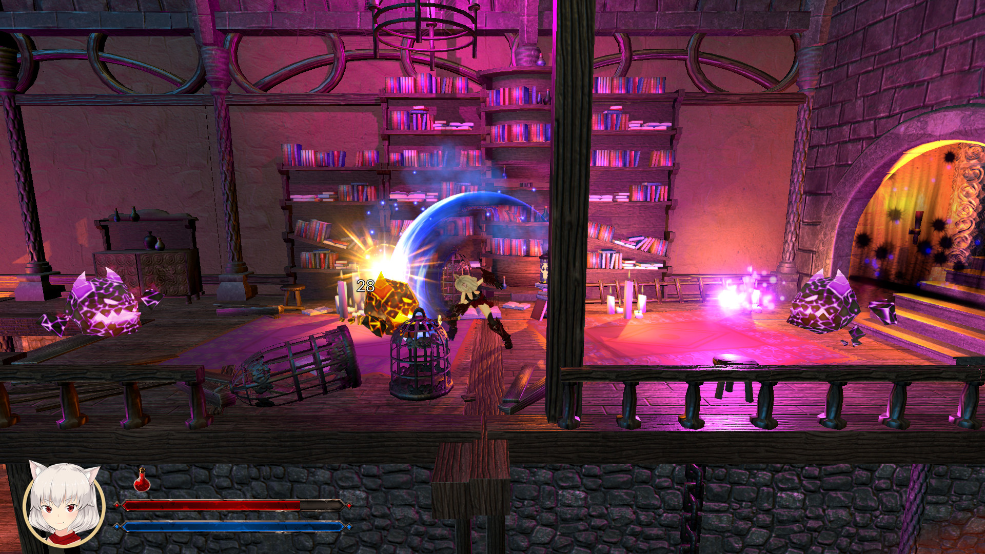 chaos souls 混沌之魂 游戏截图：Eris在暗黑森林中与恶魔战斗