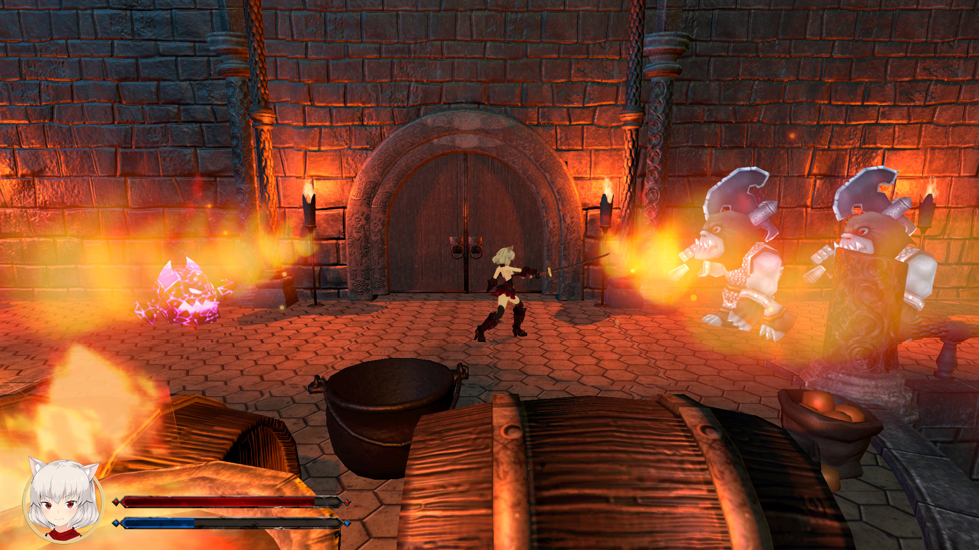 chaos souls 混沌之魂 游戏截图：恶魔领域中的激烈战斗场景